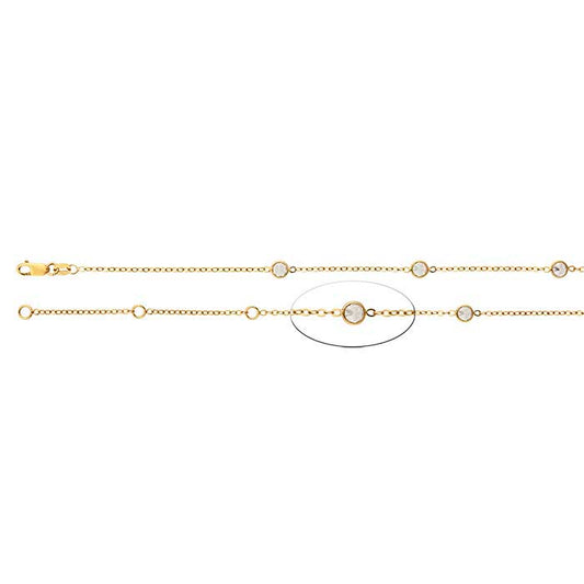 14/20 Gold-Filled Tin-Cup Round Cable Chain with Bezel-Set 4mm Faceted CZ Drops
