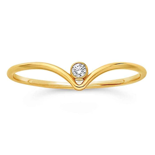 14/20 Yellow Gold-Filled Chevron White CZ-Set Ring
