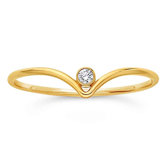 14/20 Yellow Gold-Filled Chevron White CZ-Set Ring