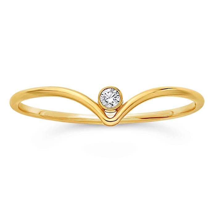 14/20 Yellow Gold-Filled Chevron White CZ-Set Ring
