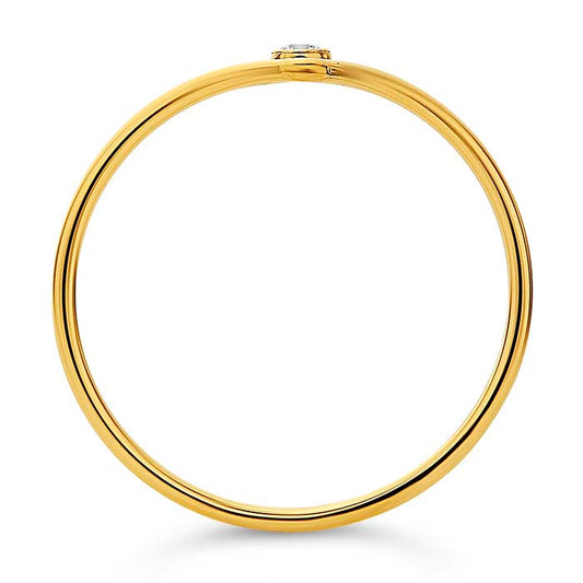 14/20 Yellow Gold-Filled Chevron White CZ-Set Ring