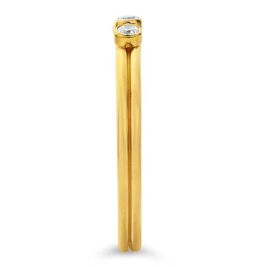 14/20 Yellow Gold-Filled Three-Stone White CZ-Set Ring