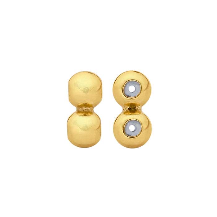 Oro Giallo 14/20 Riempito Doppia Perla da 4mm con Inserti in Silicone