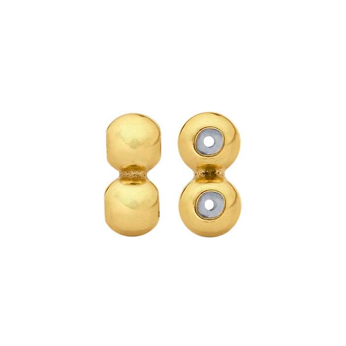 14/20 Oro Giallo Riempito 3mm Doppia Perla con Inserti in Silicone