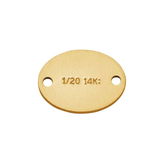 14/20 Geel Goud Gevuld 7,3 x 5,5 mm Ovaal "1/20 14K" Label met Twee Gaten
