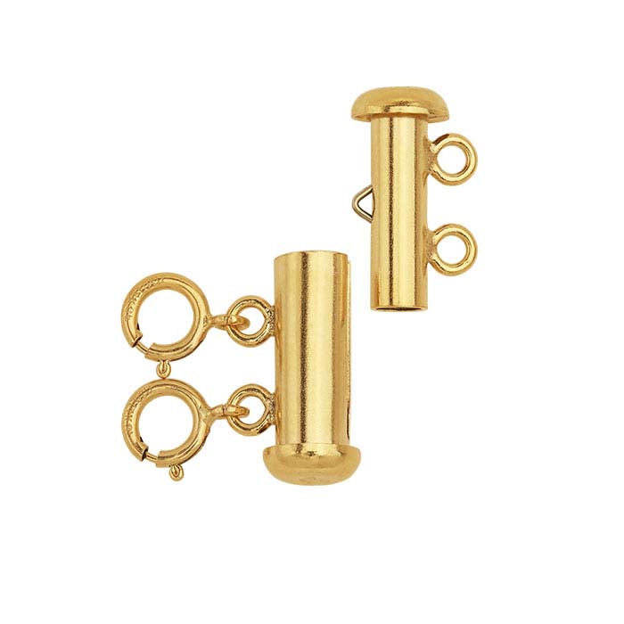 14/20 Geltono Aukso Užpildytas 4,3 x 15 mm Sluoksniavimo Užsegimas su Spyruokliniais Žiedais, 2 Eilių