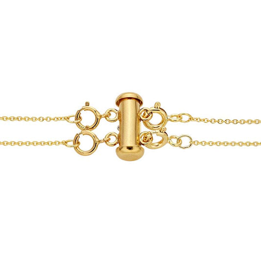 Chiusura a strati in oro giallo 14/20 carati 4,3 x 15 mm con anelli a molla, a 2 fili