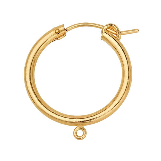 14/20 Yellow Gold-Filled 2mm Tubing Hoop Earring with Closed Ring