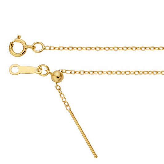 14K Yellow Gold 1.1mm Add-A-Bead Cable Chain Necklace, Adjustable