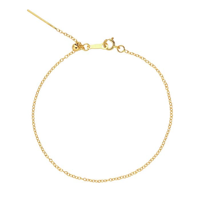14K Yellow Gold 1.1mm Add-A-Bead Cable Chain Bracelet, Adjustable