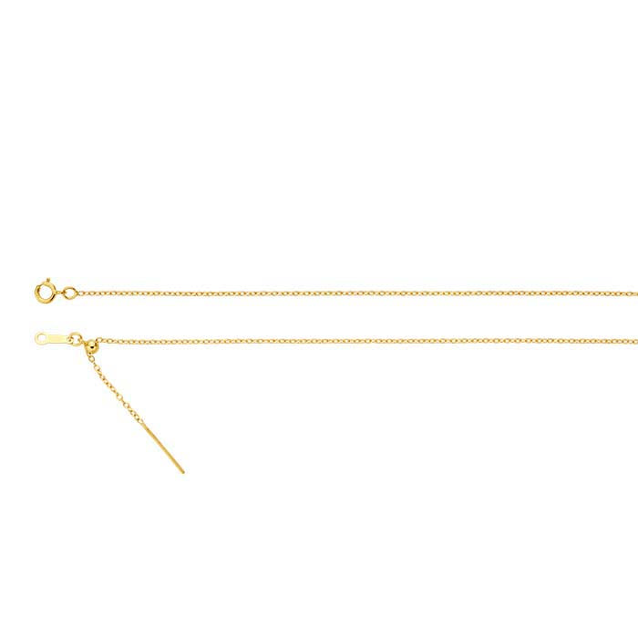 14K Yellow Gold 1.1mm Add-A-Bead Cable Chain Bracelet, Adjustable