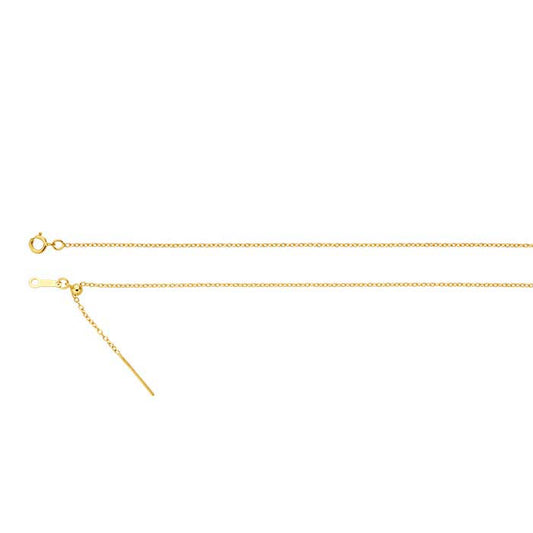 14K Yellow Gold 1.1mm Add-A-Bead Cable Chain Bracelet, Adjustable