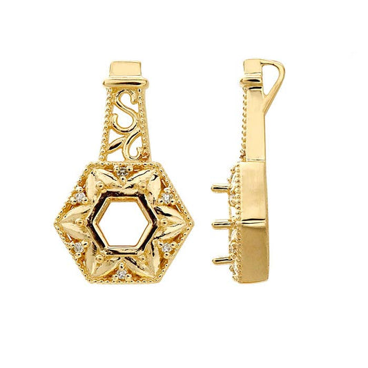 14K Yellow Gold 5mm Hexagon Pendant Mounting