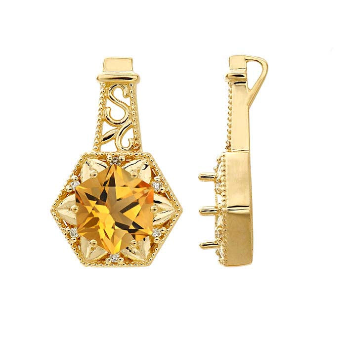 14K Yellow Gold 5mm Hexagon Pendant Mounting