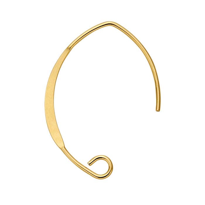 14/20 Yellow Gold-Filled Flattened Marquise Ear Wire with Loop
