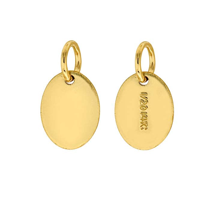 14/20 Yellow Gold-Filled 7.3 x 5mm Oval Tag with Open Ring, 0.57mm