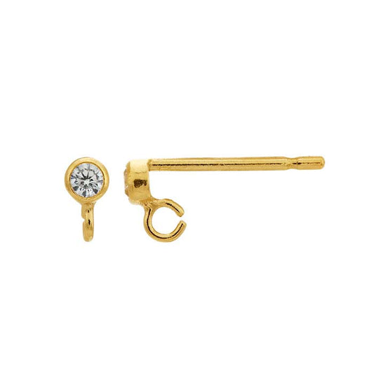 14/20 Yellow Gold-Filled White CZ-Set Post Earring with Open Ring