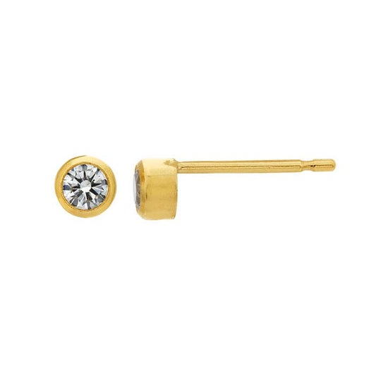 14/20 Yellow Gold-Filled White CZ-Set Post Earring
