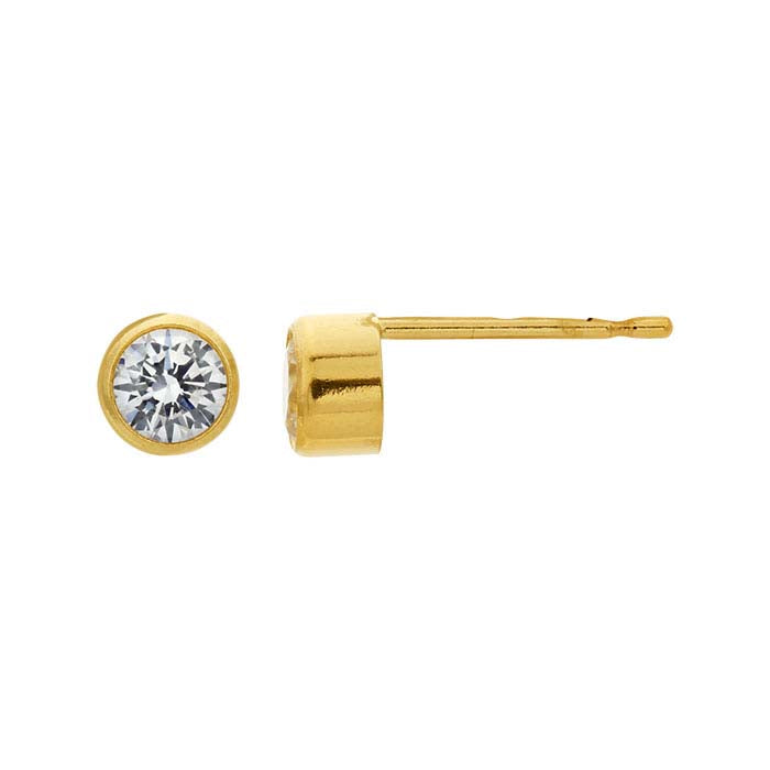 14/20 Yellow Gold-Filled White CZ-Set Post Earring