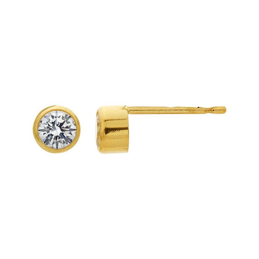 14/20 Yellow Gold-Filled White CZ-Set Post Earring