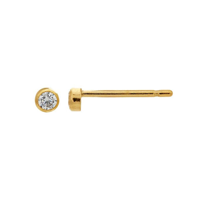 14/20 Yellow Gold-Filled White CZ-Set Post Earring