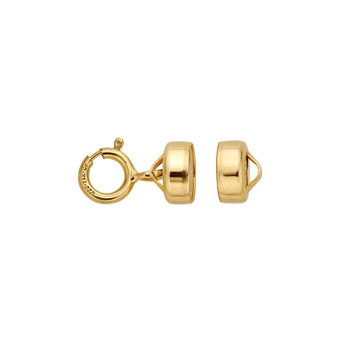 Chiusura magnetica in oro giallo 14/20 carati 13,4 x 5 mm con anello a molla
