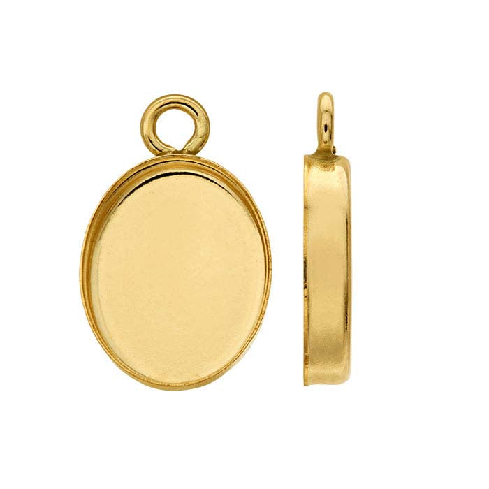 14/20 Yellow Gold-Filled Oval Cabochon Component Mounting