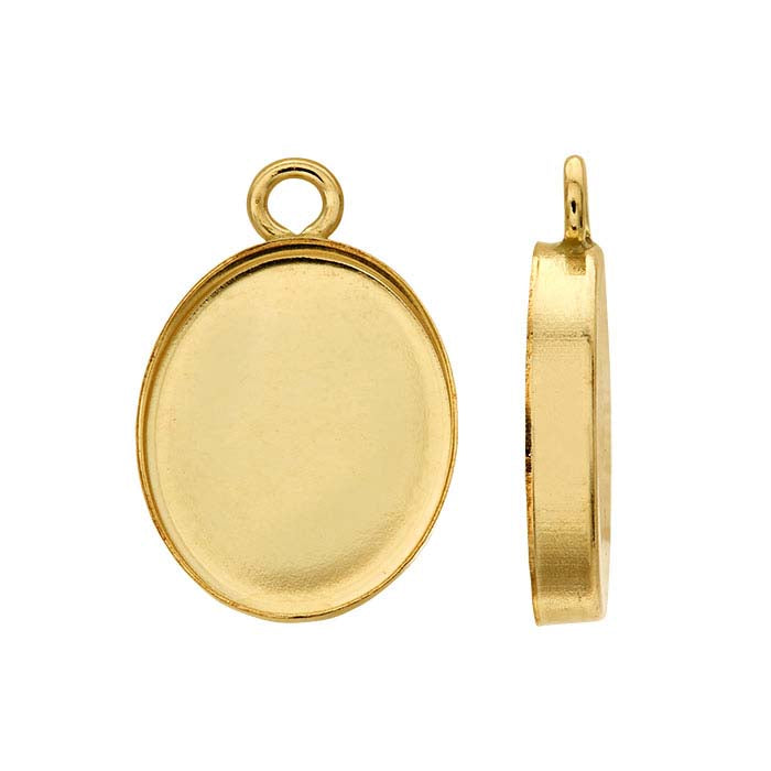 14/20 Yellow Gold-Filled Oval Cabochon Component Mounting