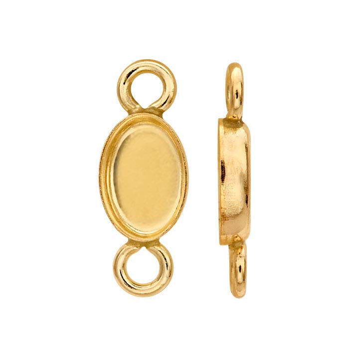 Componente di montaggio a collegamento ovale cabochon 6 x 4mm in oro giallo 14/20 gold-filled