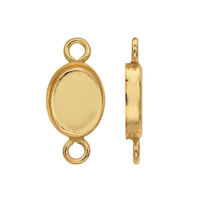 Componente di collegamento ovale cabochon 8 x 6mm in oro giallo 14/20 gold-filled per montaggio