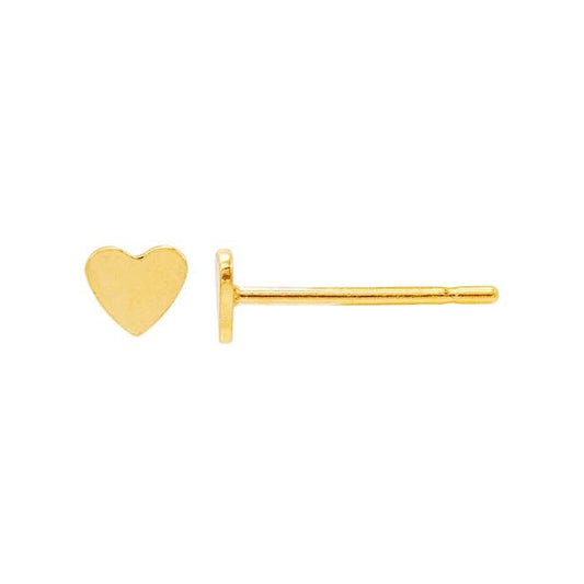 14K Yellow Gold Tiny Heart Post Earring