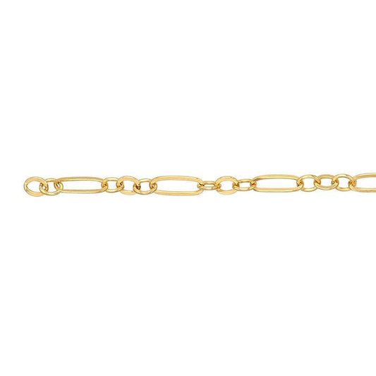 14 Karat Gelbgold, 1,4 mm, flach, oval, lang und kurz, pro Zoll