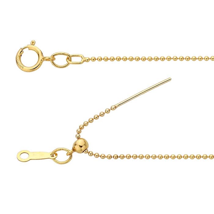14/20 Yellow Gold-Filled 1.1mm Add-A-Bead Bead Chain Necklace, Adjustable