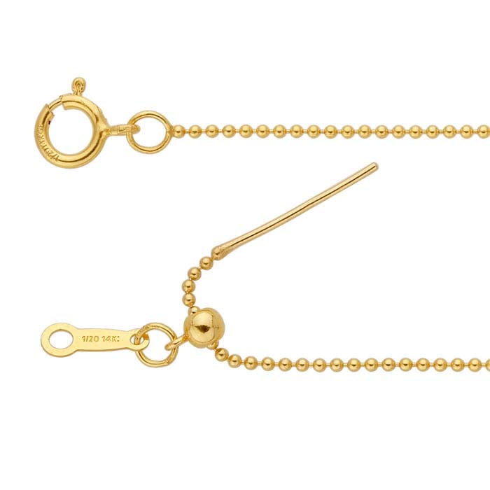 Halskette mit 14/20 Gelbgold gefüllten 1,1 mm Add-A-Bead-Perlen, verstellbar