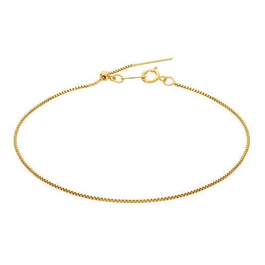 14/20 Yellow Gold-Filled 1mm Add-A-Bead Box Chain Bracelet, Adjustable