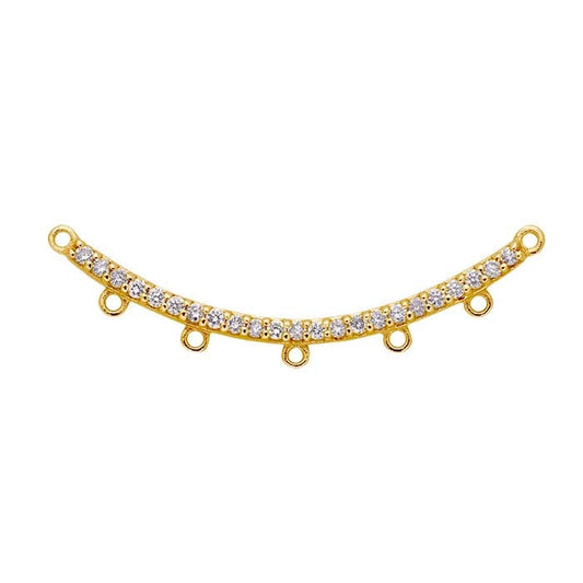 14K Yellow Gold Diamond-Set Crescent Festoon Pendant