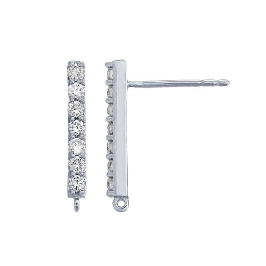 14K White Gold Diamond-Set Post Earring with Closed Ring