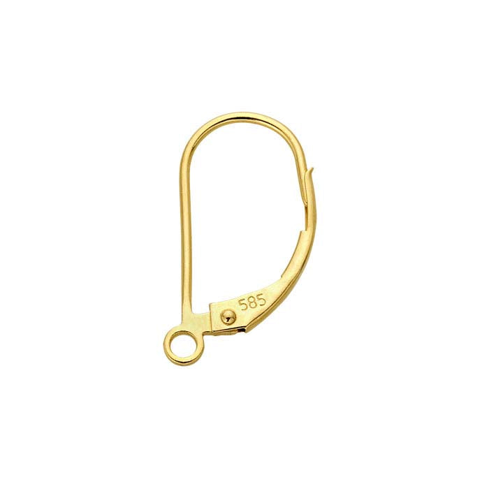 14K Yellow Gold Lever-Back Ear Wire with Closed Ring