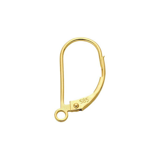 14K Yellow Gold Lever-Back Ear Wire with Closed Ring
