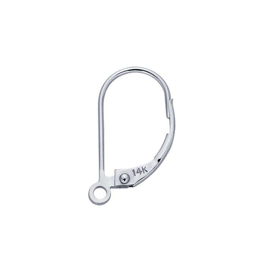 14K White Gold Lever-Back Ear Wire with Closed Ring