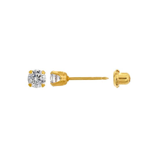 Inverness® 14K Yellow Gold Piercing Earring, 5mm CZ-Set
