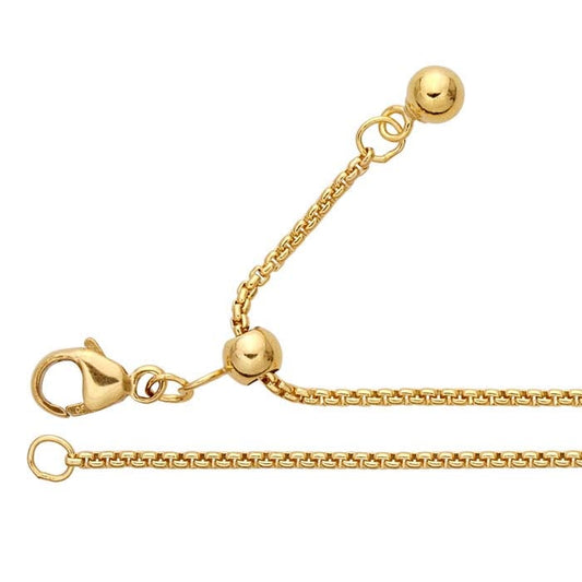 14/20 Yellow Gold-Filled 1.2mm Round Box Chain, Adjustable