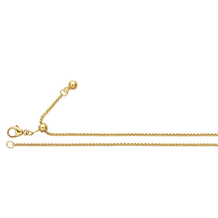 14/20 Yellow Gold-Filled 1.2mm Round Box Chain, Adjustable