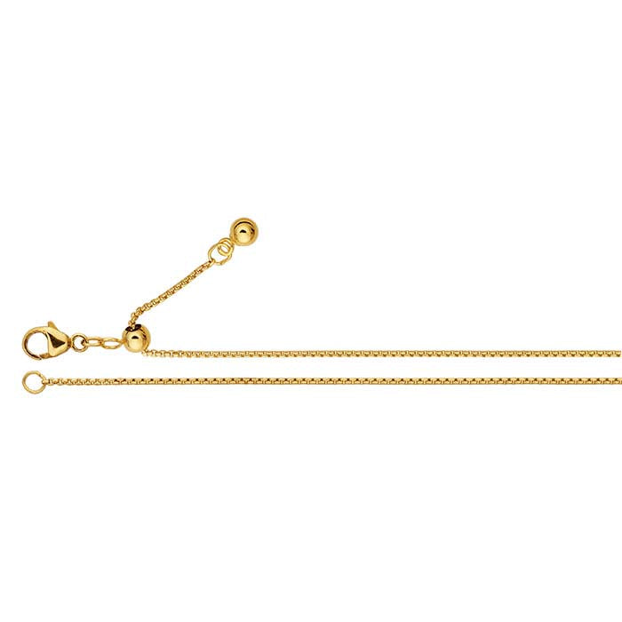 14/20 Yellow Gold-Filled 1mm Venetian Box Chain, Adjustable