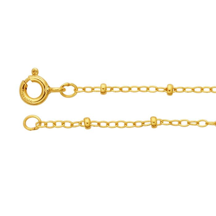 14/20 Yellow Gold-Filled 1.5mm Oval Cable Chain with 2mm Roundel Beads