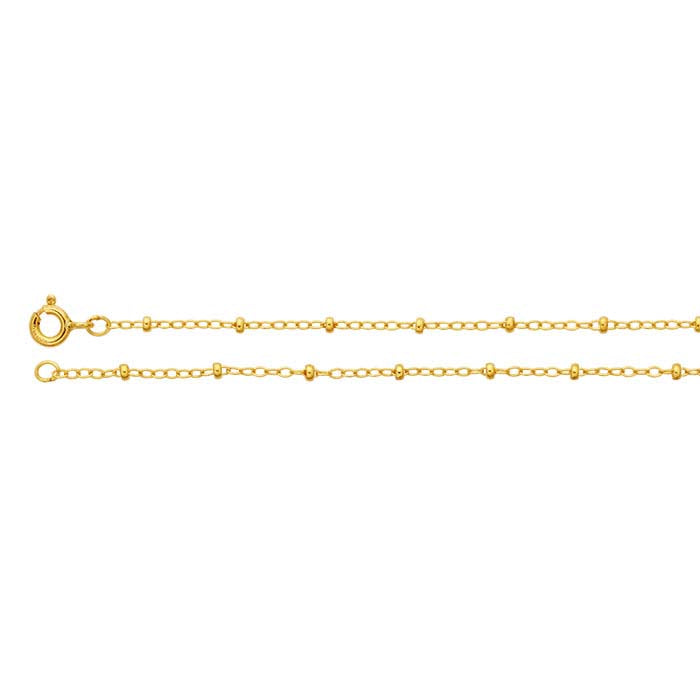 14/20 Yellow Gold-Filled 1.5mm Oval Cable Chain with 2mm Roundel Beads