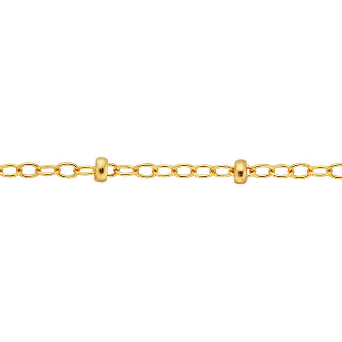 14/20 Yellow Gold-Filled 1.5mm Oval Cable Chain with 2mm Roundel Beads