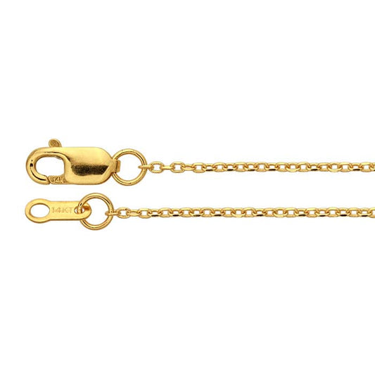 14K Yellow Gold 1mm Diamond-Cut Cable Chain