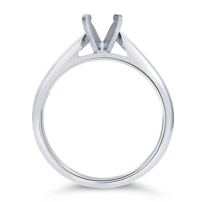 14K White Gold 4mm Round Cathedral Engagement Ring Mounting