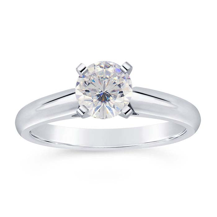 14K White Gold 4mm Round Cathedral Engagement Ring Mounting